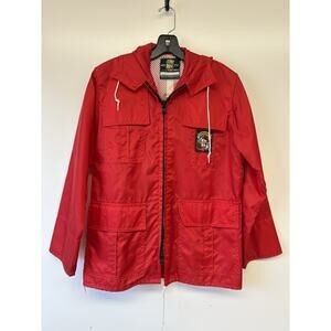Stearns Womens M Red Vintage Rain Jacket Mesh Lined Full Zip Retro Fishing USA